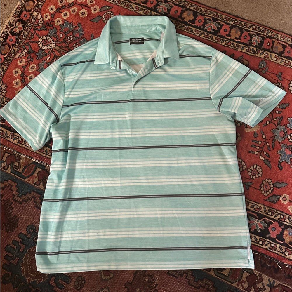 Ben Hogan Blue and White Polo Shirt Casual Striped